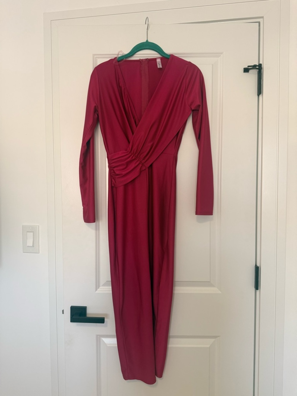 Women's Long Sleeve Wrap Dress - Fuchsia Pink